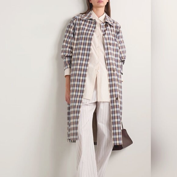The Row Jackets & Blazers - THE ROW Tavishina checked silk and cotton-blend poplin coat